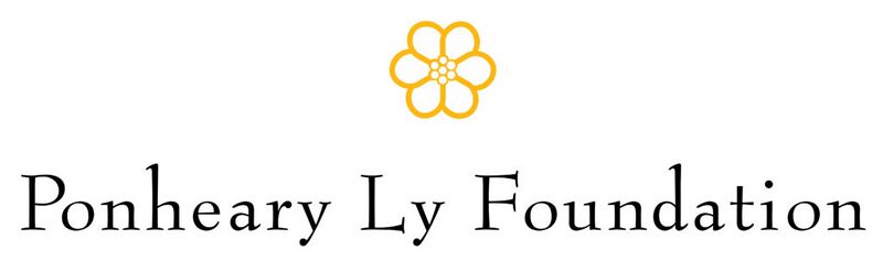 A small gold flower above the words Ponheary Ly Foundation in dark serif type.