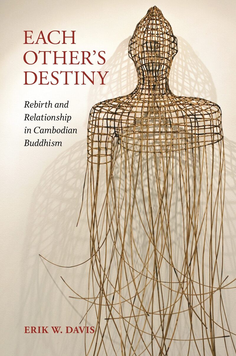 Book cover with a woven rattan sculpture of a seated Buddha figure, title in red serif type at top left.