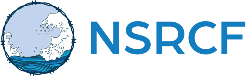The fund's logo: a breaking blue wave inside a ring of barbed wire beside the letters NSRCF in blue.