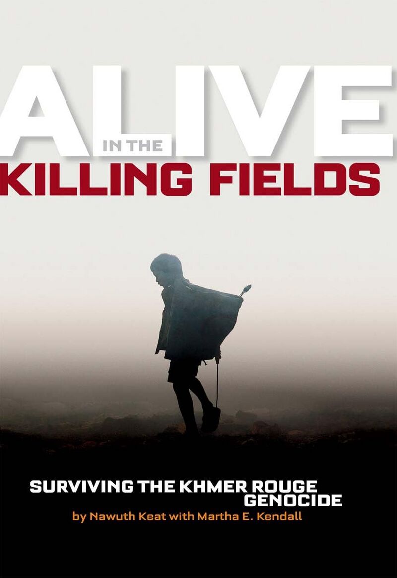 Cover with the title in large red and white letters above a silhouetted boy walking in mist.